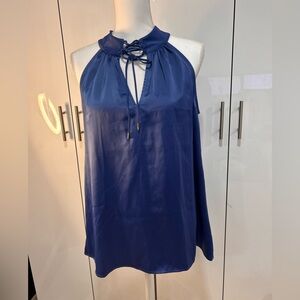 Haute Hippie Royal Blue Tie-Neck Blouse